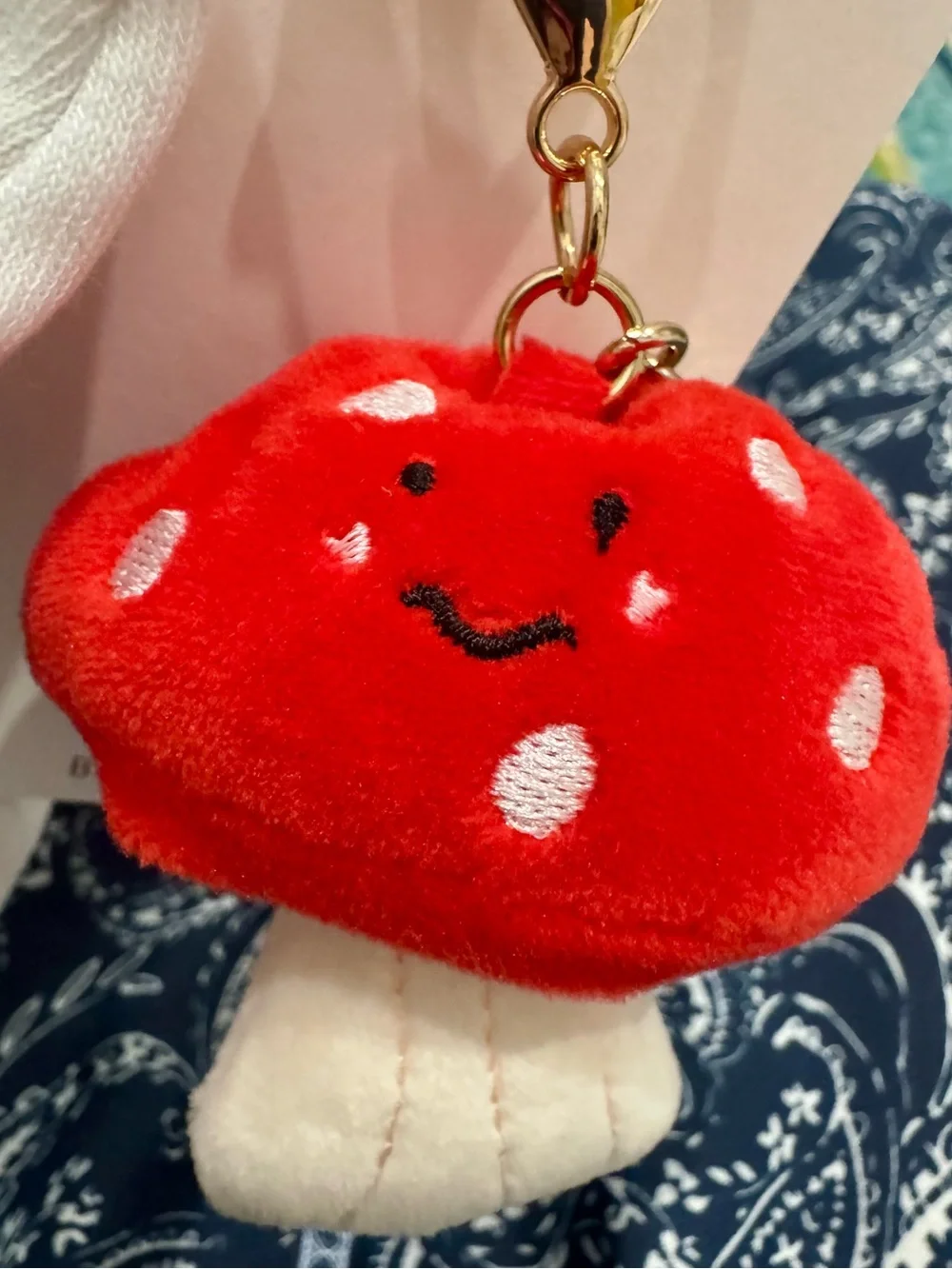 Leith Red & White Mushroom Plush Keychain Charm - Picture 3 of 5